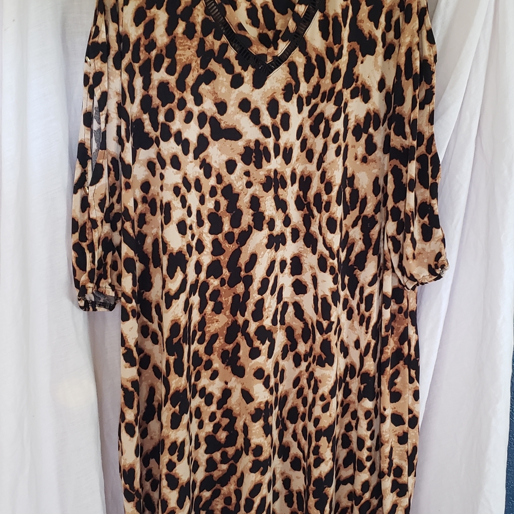 Cato Leopard Print Long Sleeve Dress
